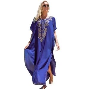 59. Beach Over Sized Kaftan Embroidered Robe Dress